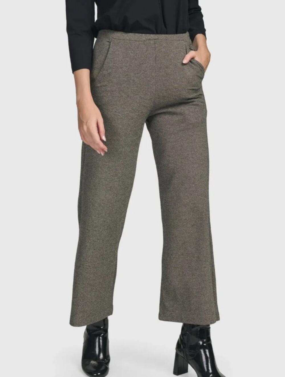Alembika Wide Leg Pull On Pants 4 US 12-14 Gray Stretch Pockets NWOT